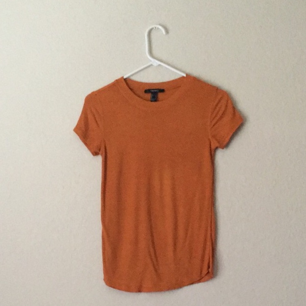 Forever 21 orange/pumpkin rounded hem tee